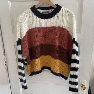 miroh color blocked pullover crew neck sweater size m medium